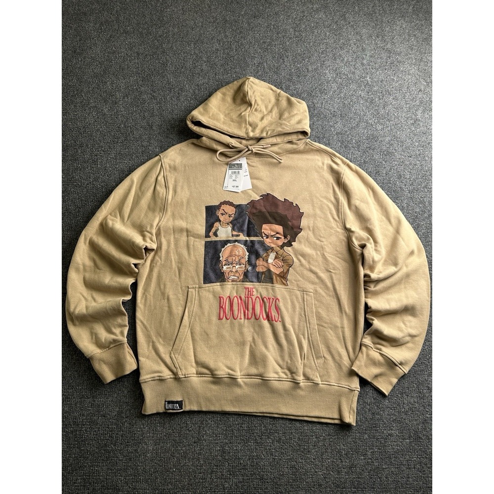 Mens Hoodie The Boondocks Graphic NWT Beige Pullover, Size 2XL